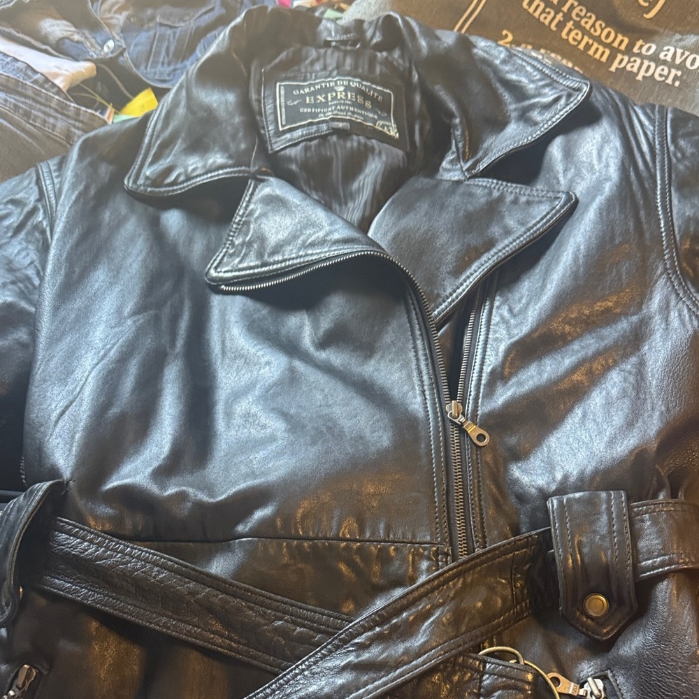Express Glossy Black Trench Coat
